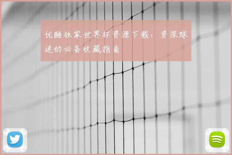 优酷独家世界杯资源下载，资深球迷的必备收藏指南